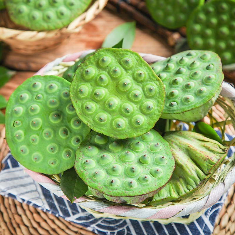 Fresh raw and ready-to-eat seasonal vegetables pick sweet and tender lotus seeds