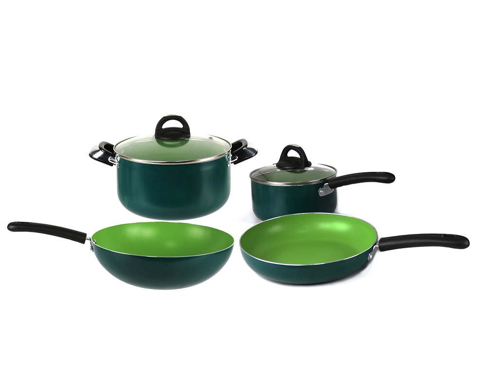 Pressed Green Nonstick Sauce Pans Cooking Pots and Pans Wholesale Kitchenware
