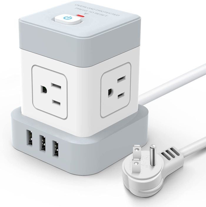 US standard Power cube strip with 3 USB ports, Power strip with 4 slots and 2 USB ports plug once type-C port