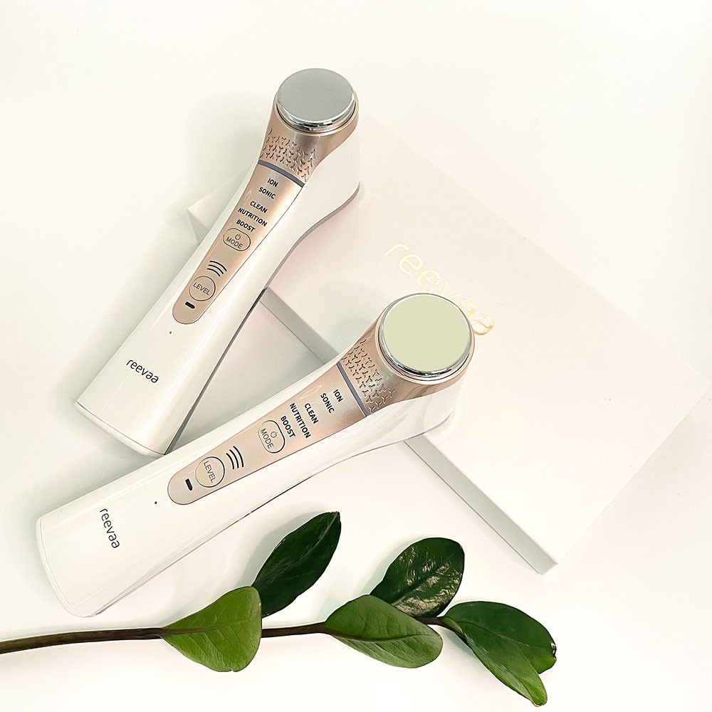 REEVAA S+ 3MHz Ultrasonic Galvanic Ion Face Massager Hot Cold Sonic Lifting Facial Beauty Korean Massage Device Equipment