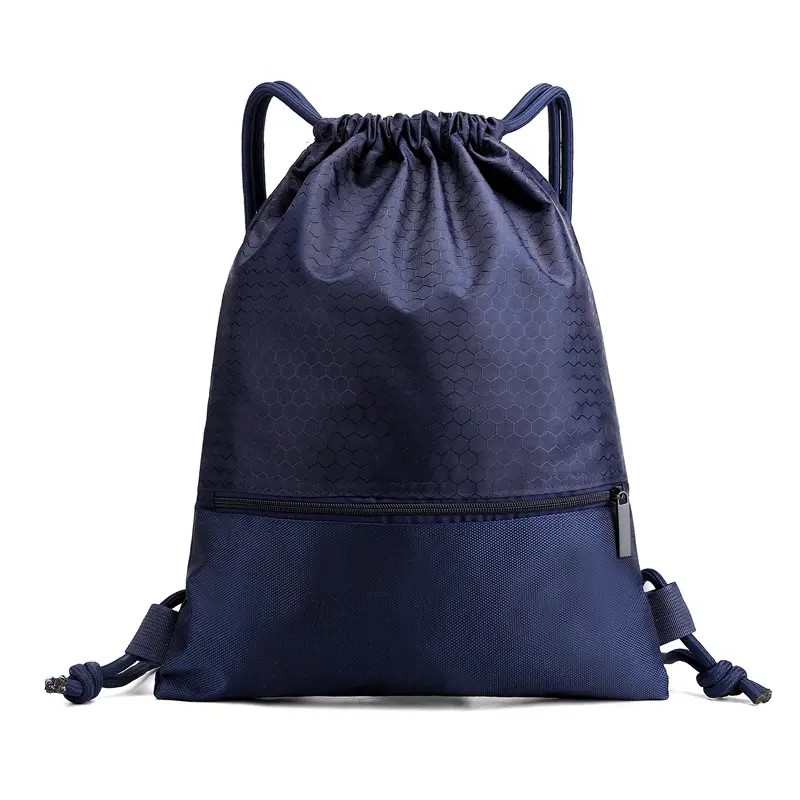 Outdoor fitness and sports men's and women's nylon waterproof drawstring backpack with your logo