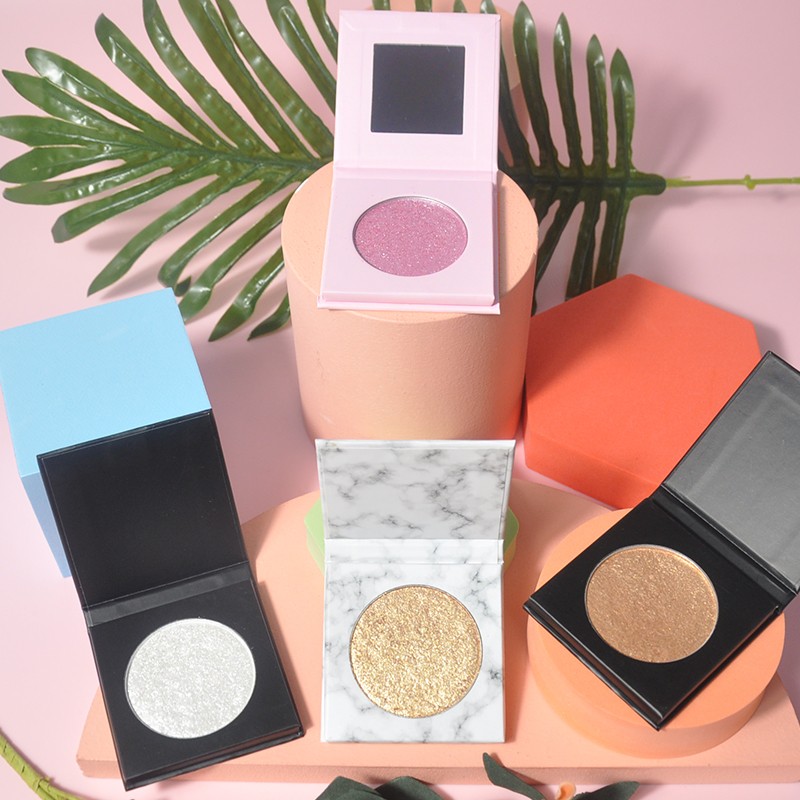 Makeup Wholesale High Pigment 6 Color Pressed Powder Private Label Pink Package Shimmer Single Highlighter Palette