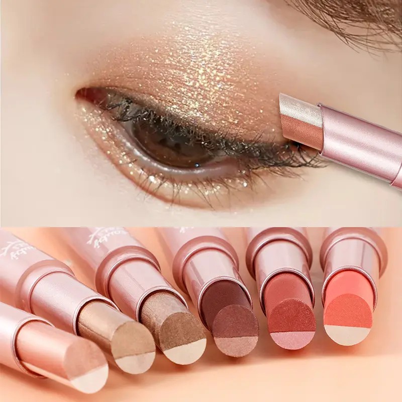 Gradient Two Tone Eyeshadow Stick Waterproof Matte Glitter Makeup Eyeshadow Pen Wholesale