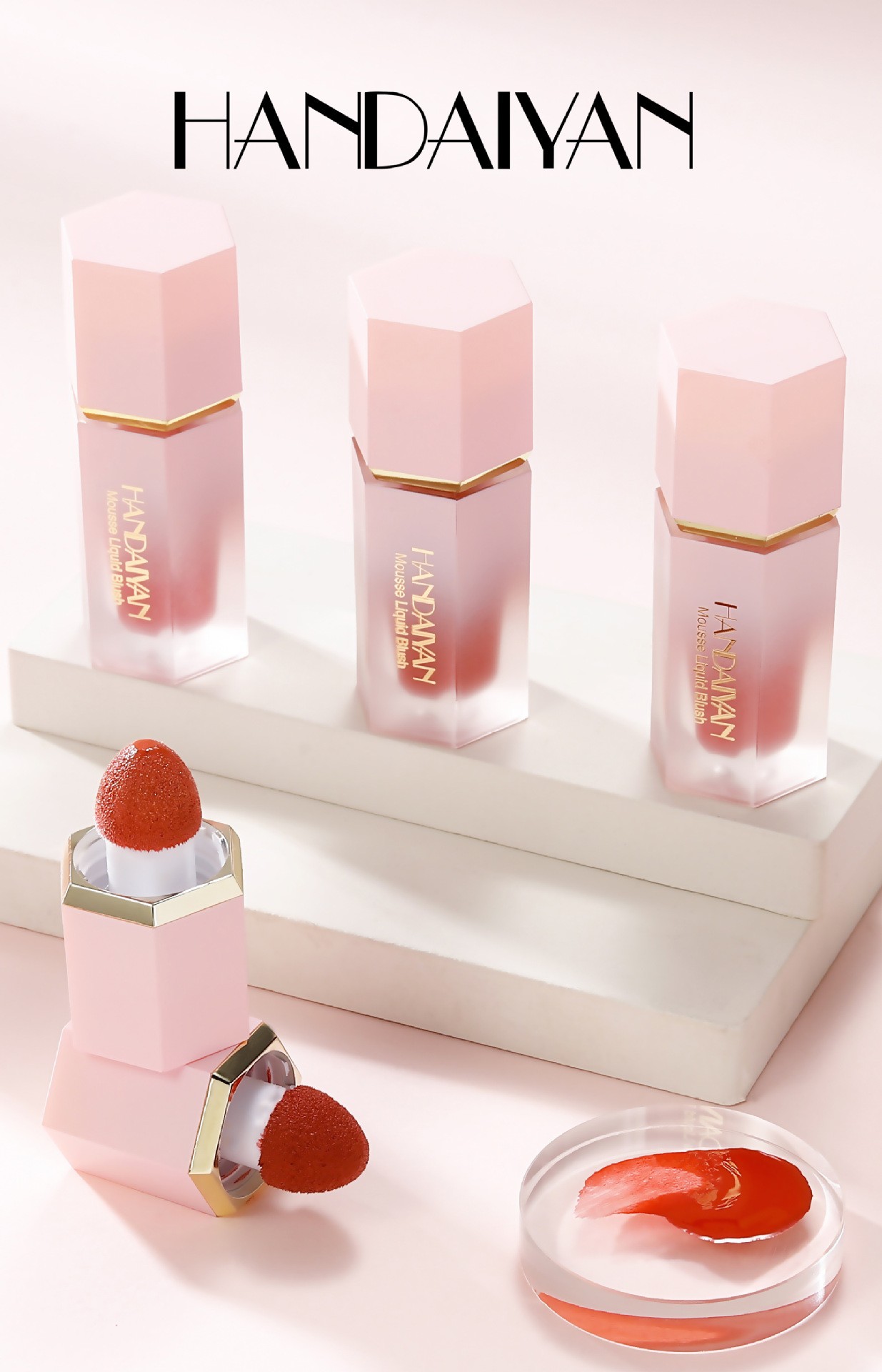 Handaiyan Air cushion liquid blush set highlight Contouring Rouge matte natural blush cream wholesale