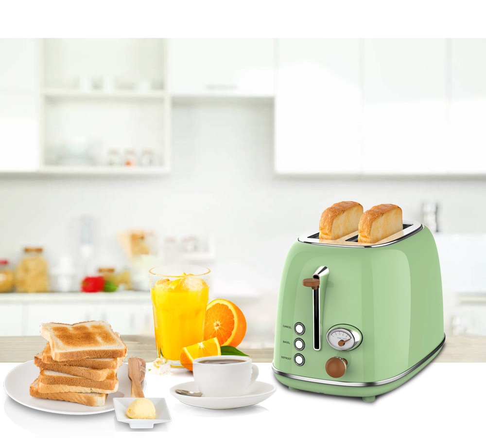 Hot Sell Retro Bread Toaster Kitchen Machine 2 Slice Stainless Steel Digital Toaster for Breakfast Set