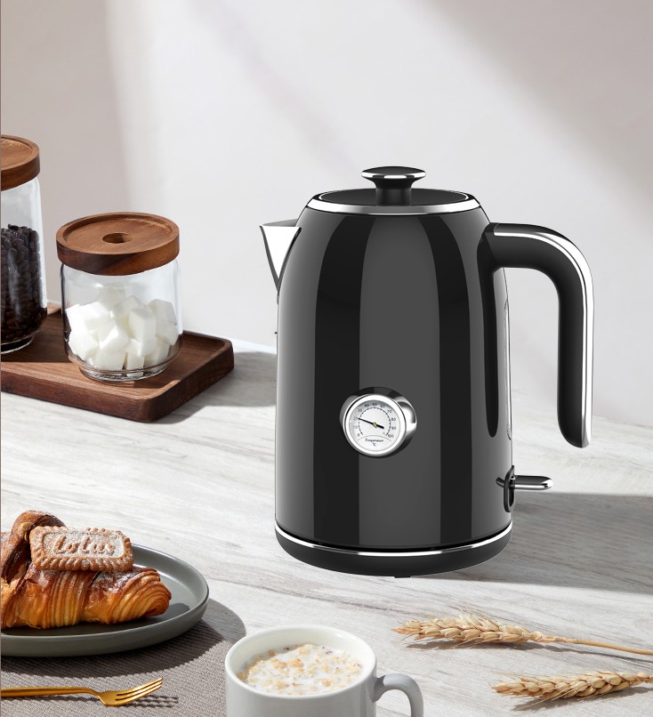 Best Selling1.7L Retro Kettle with Stainless Steel for Tea Coffee Home Appliance Automatic Electric Jug Kettle with Thermometer