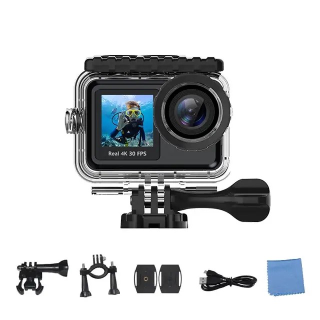 HDKing Waterproof Small 4K 60FPS 720P 240FPS WiFi Dual Screen Mini sport Action Cam Camera
