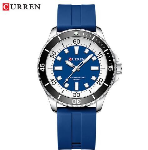 CURREN 8448 Men's Wrist Watch Business Thin Simple Analog Quartz Silicone Strap Luminous Hands Clock