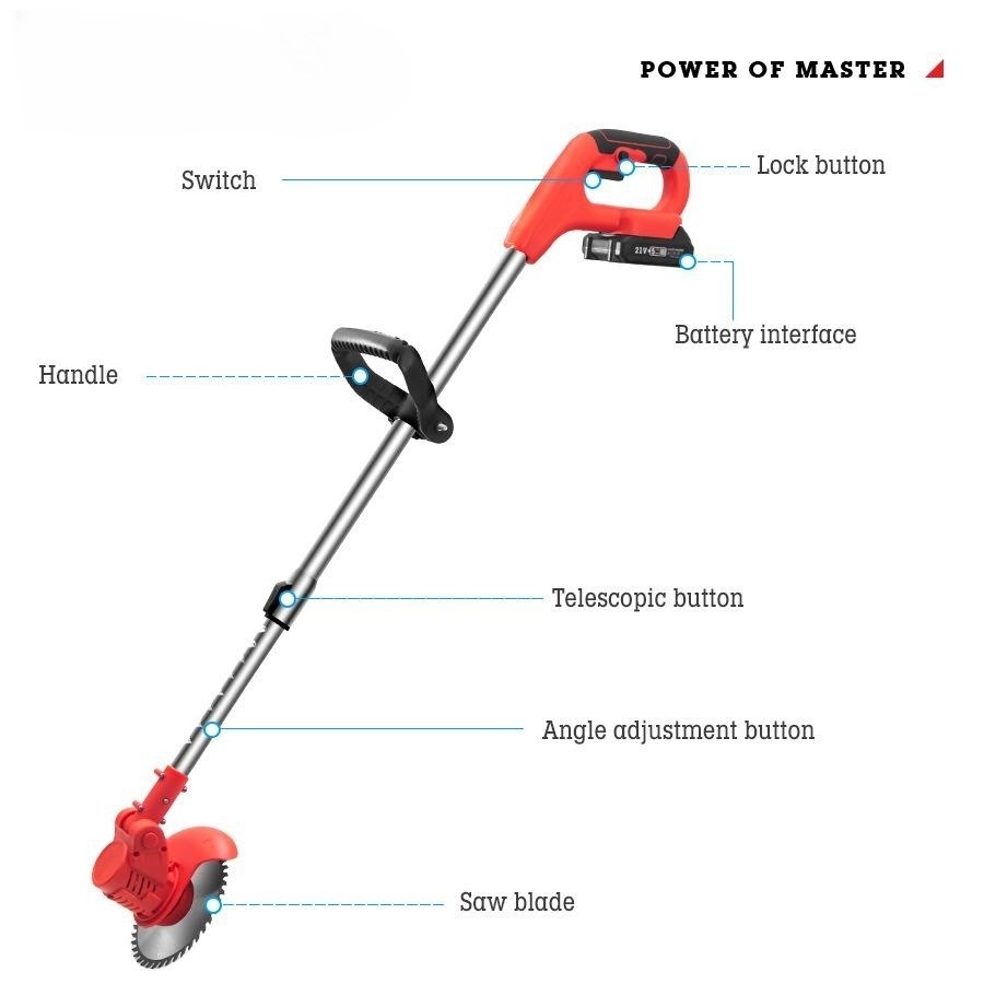 Grass cutting machine Garden power tool Handheld grass brush cutter electric cordless battery lawn mower Power String Trimmer