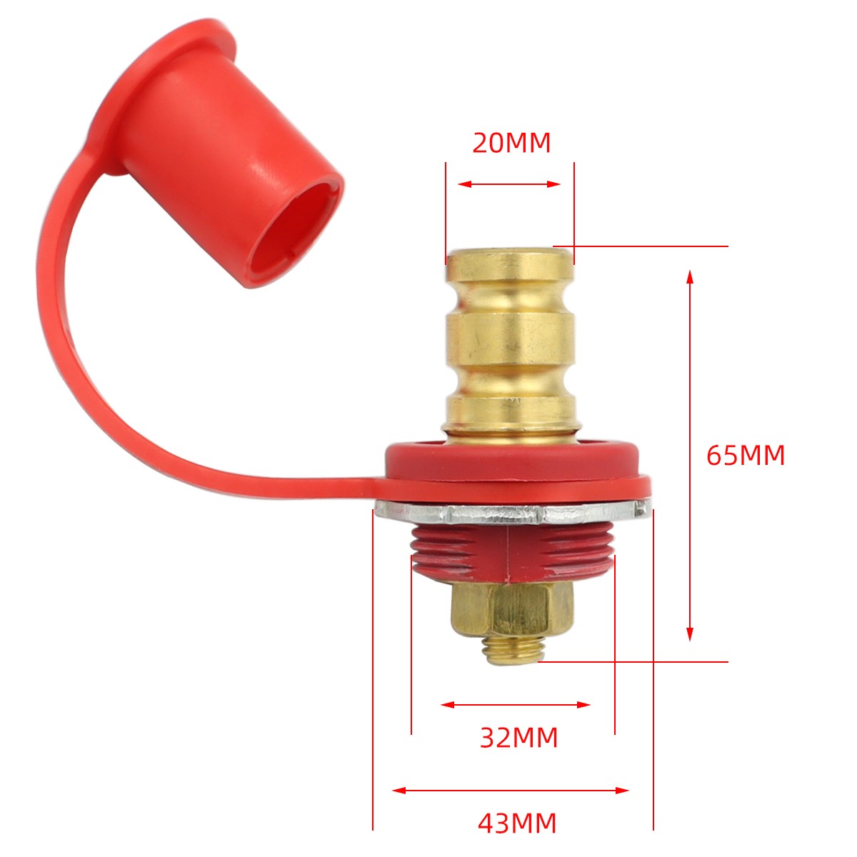 Battery Charger Terminals Red & Black Pair 20MM Jumper Wire Terminal for Car RV Yacht Remote Charging Pile