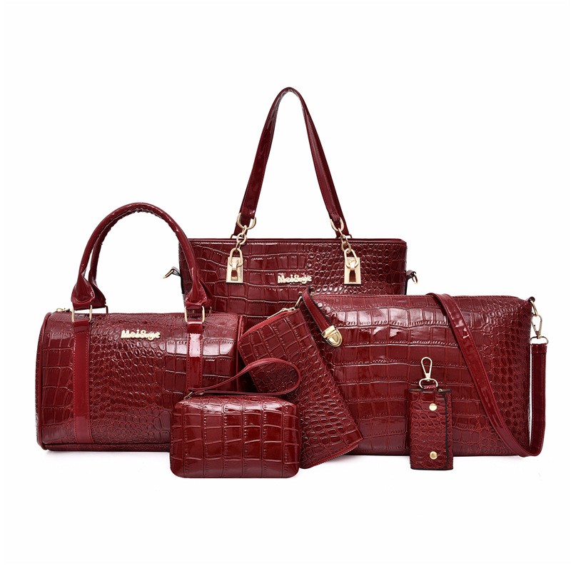 6 Pcs Set Bag Design Ladies Hand Leather Women Wholesale Crocodile Fashion Purses Handbags