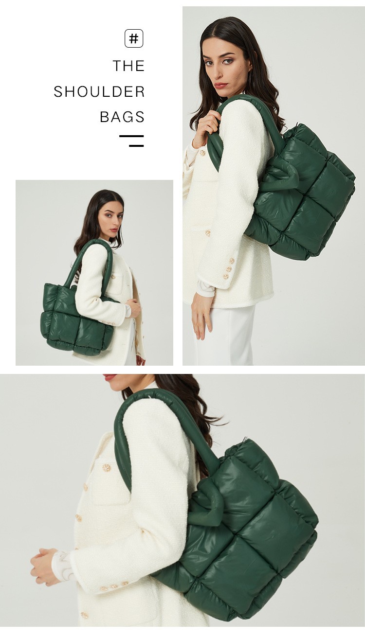 Space Down Cotton Luxury Designer Handbag Large Winter New Soft Padded Shoulder Bags for Women Autumn Trend Tote Bag
