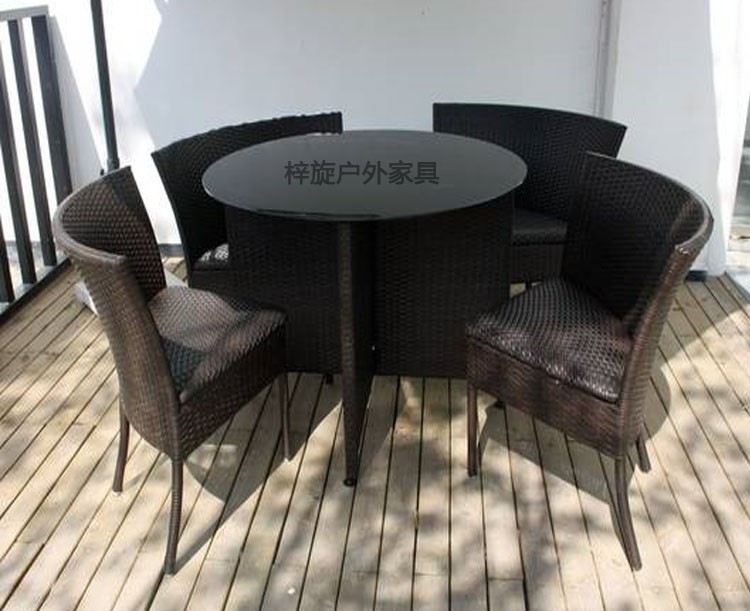 Popular Compact Space Saving Hideaway Round Outdoor Furniture Dining Rattan Wicker Table Chair Set