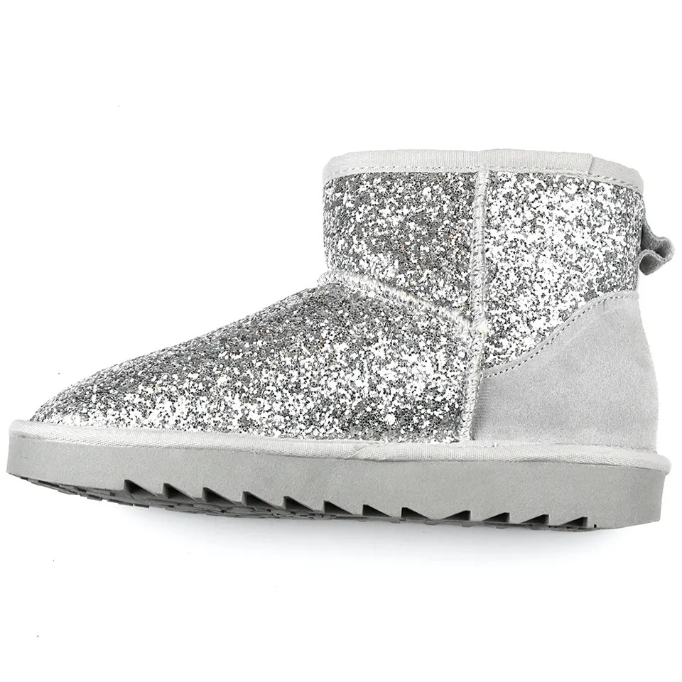 Winter High Quality Oem Rhinestones Warm Shoes Ankle Classic Plus Size Us Fashion Sequin Short Bling Sqarkle Snow Boot For Women