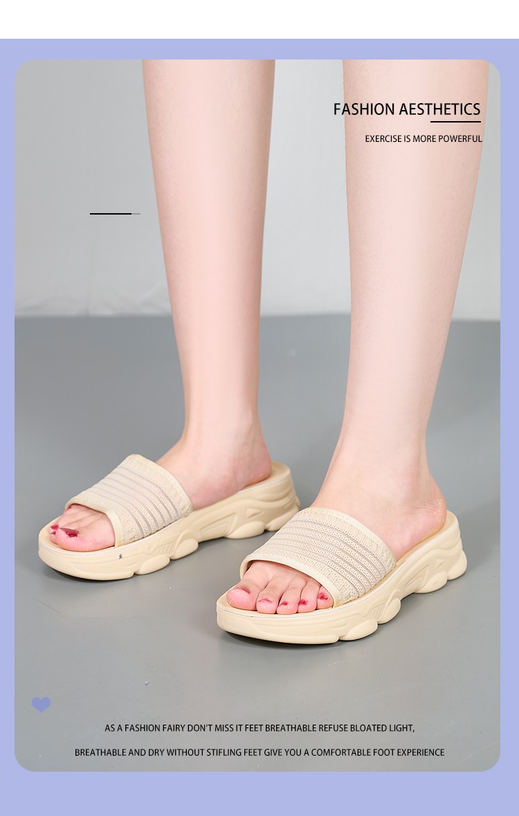 Cool slippers for women in summer, new style fly woven breathable flat bottomed casual women's slippers