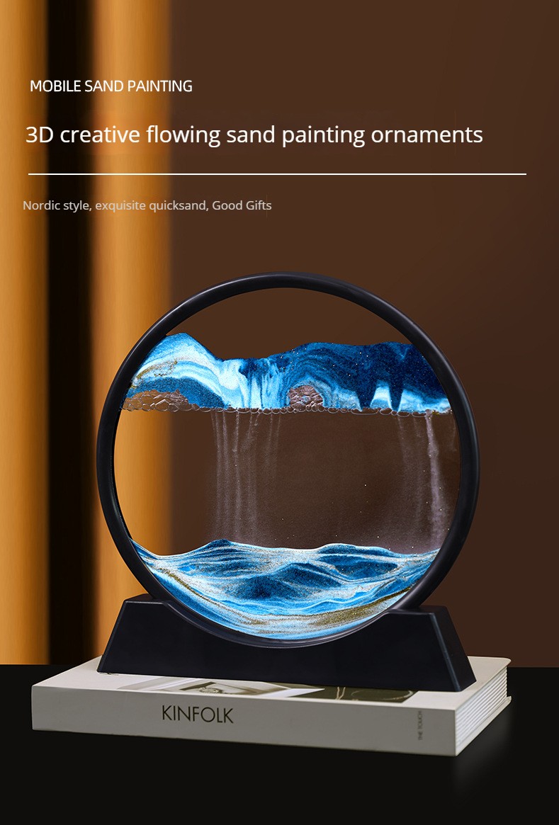 Modern decorative objects round 3d dynamic hourglass ornaments art glass ornaments for home decoration