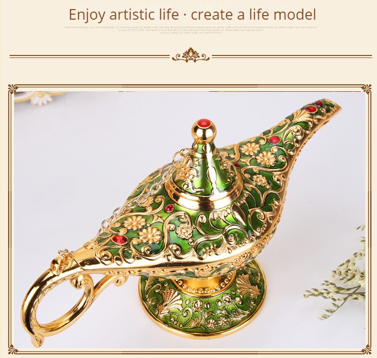 European retro crafts decoration creative ornament Lamp of Aladdin vintage metallic decorating objects other home decor metal