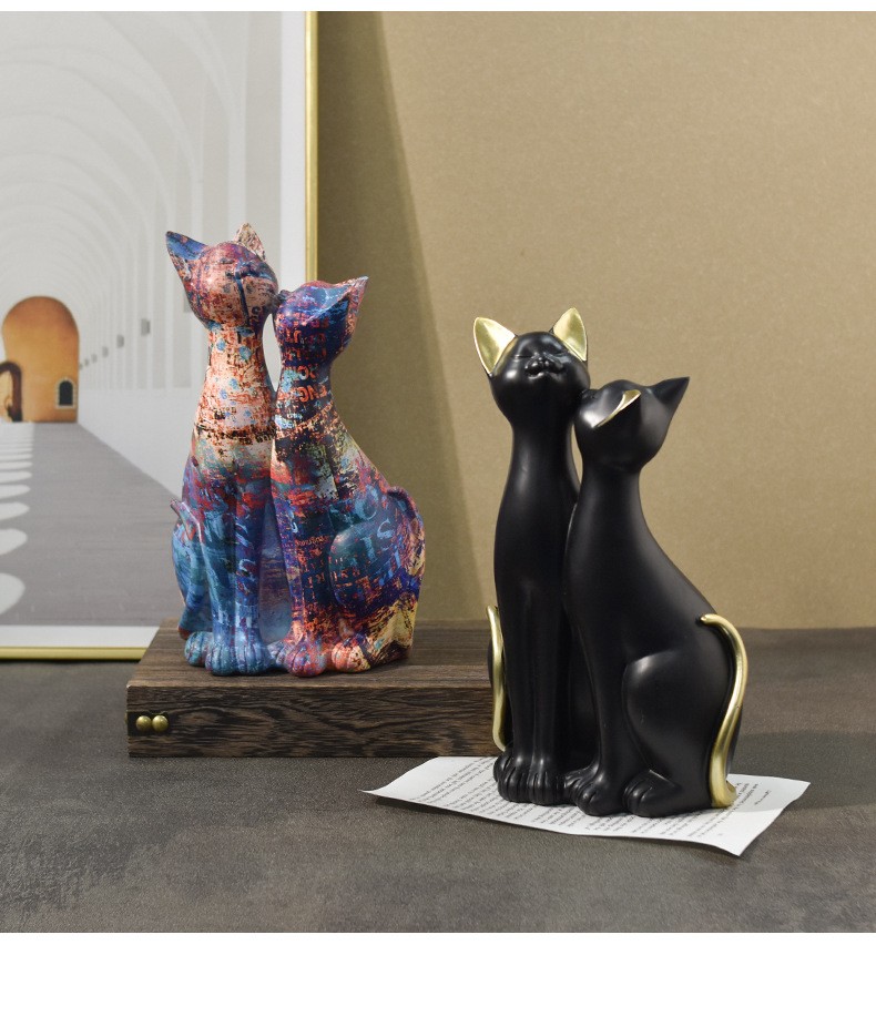 Creative ornaments abstract cat decorations home decor resin pretty sculpture abstract other home decor objects