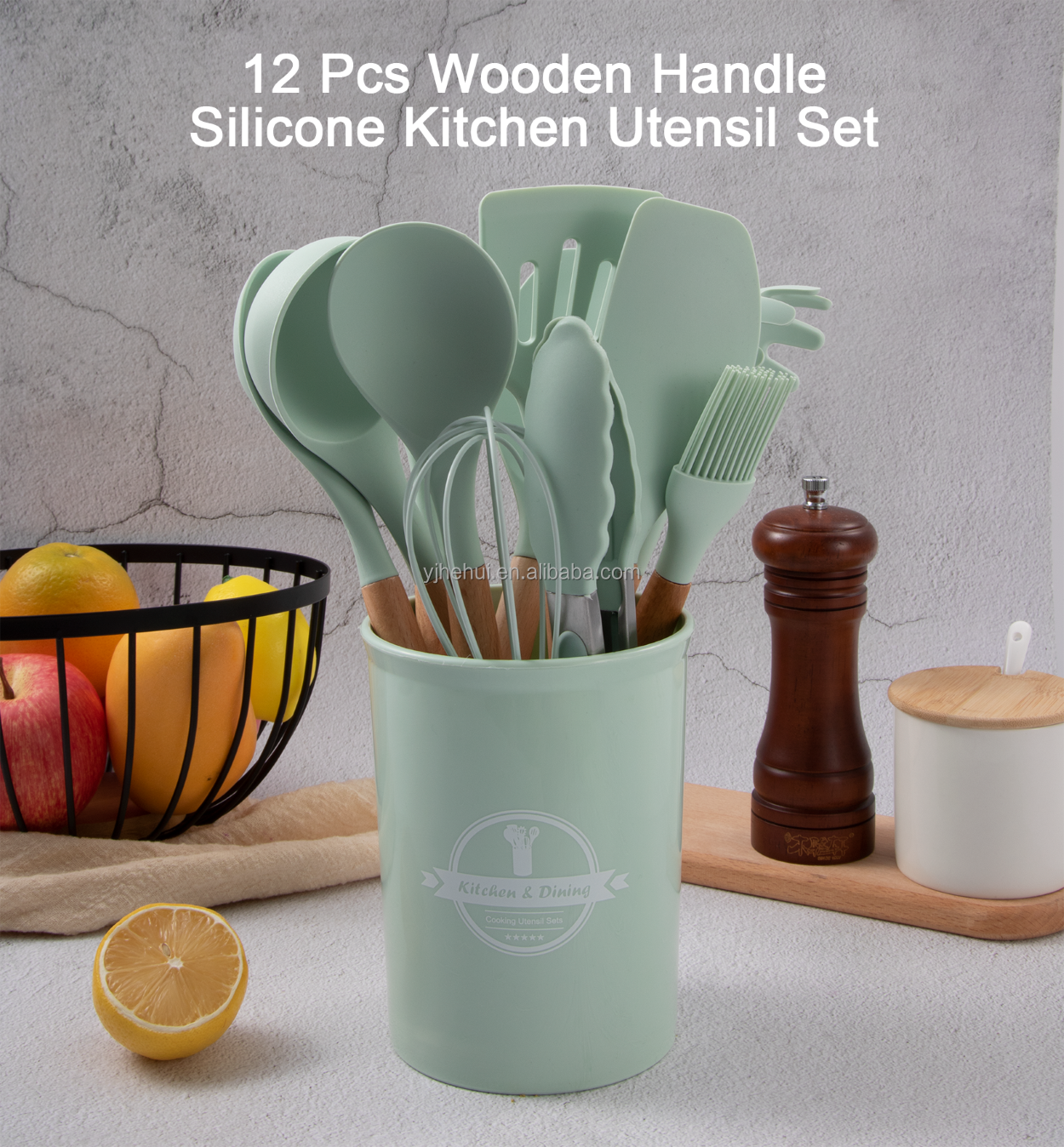 12PC Combination Kitchen Utensils Non-Stick Pan Silicone Kitchen Utensils Set with Storage Box