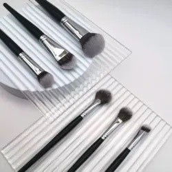 YRX X015 6 Pieces Wooden Handle Private Label Pro Make Up Brush Synthetic Custom Logo Vegan Black Makeup Brush Sets