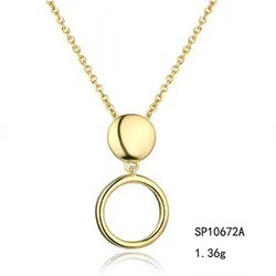 Grace Jewelry Circle Hoop Gold Plated Simple Earrings And Necklace Bridal Jewelry Sets
