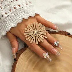 Fashion personality creative alloy joint ring simple retro trend flower opening ring Jewelry