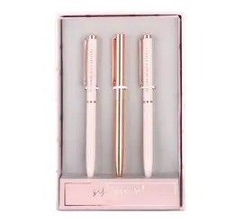 Luxury 3 metal ballpoint pens and box gift set cute custom logo printing pantone color
