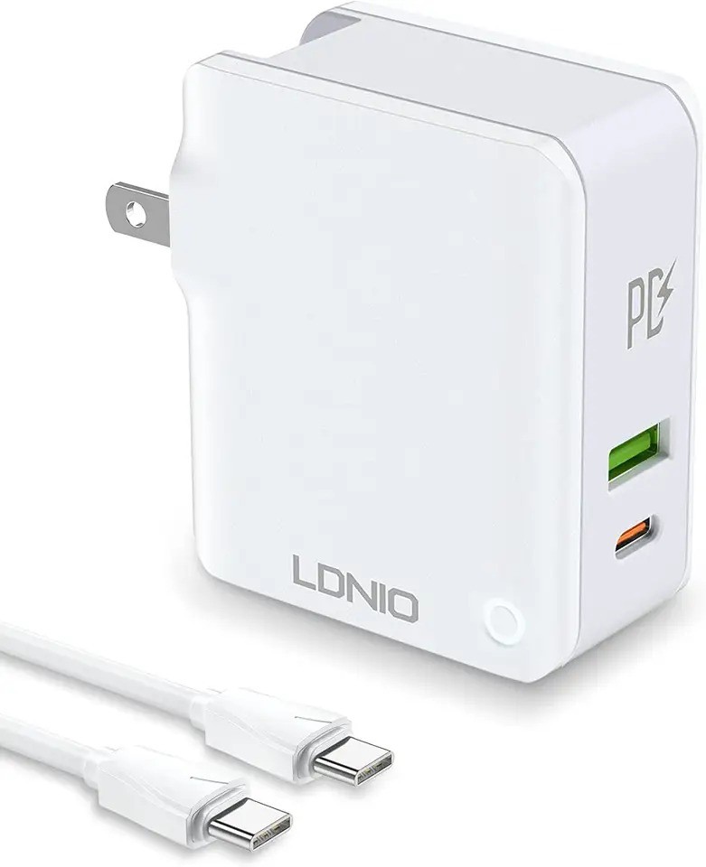 LDNIO A4403C Changing plug EU US UK with 2 USB Ports Fast Charging USB-C Charger 30W Charger for iPhone