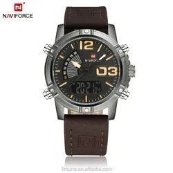 Cheapest Naviforce 9095 Watches Men Brand Japan Quartz Movt Leather Strap Man Wrist Watch NF9095