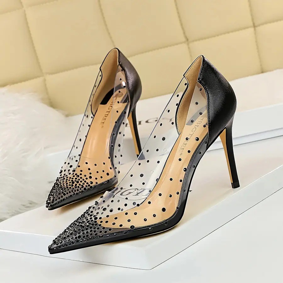 Korean Design Fashion Women Dress Shoes Nightclub Sexy Transparent Stilletoes Heels for Ladies Heels 2022