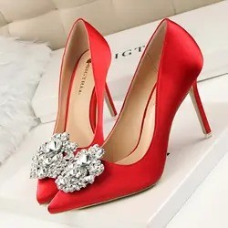 New Product Bowknot Pointed Dress Shoes Fashion High Heels Shoes for Women Bride Wedding Shoes