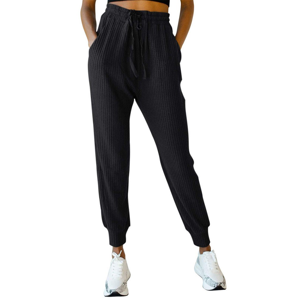 Waffle sports pants women's autumn and winter new gray harem pants student casual all-match loose plus velvet trousers