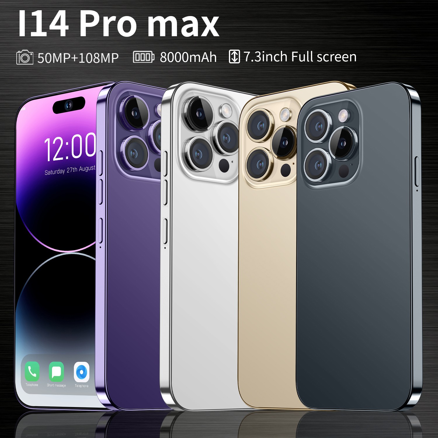 Hot Selling Original phones I14 Pro Dual Camera 6.7 Inch Android Smart Mobile Phone Full Display HD screen phones 10 Core 4G 5G