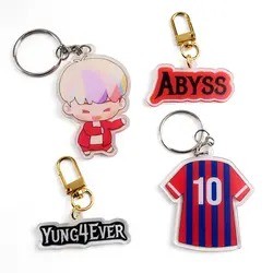 Custom cute printed double sided clear acrylic resin letter keychain holographic charms