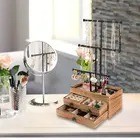 3 Tier Metal Jewelry Holder Stand Carbonized Black Wood Jewelry Organizer Storage