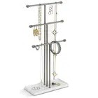 Bedroom storage 3 tiers table top necklace holder morden white wood jewelry organizer tray