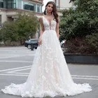 2023 New Design V Neck Floral Wedding Dress High Quality Wedding Dress Bridal Gown