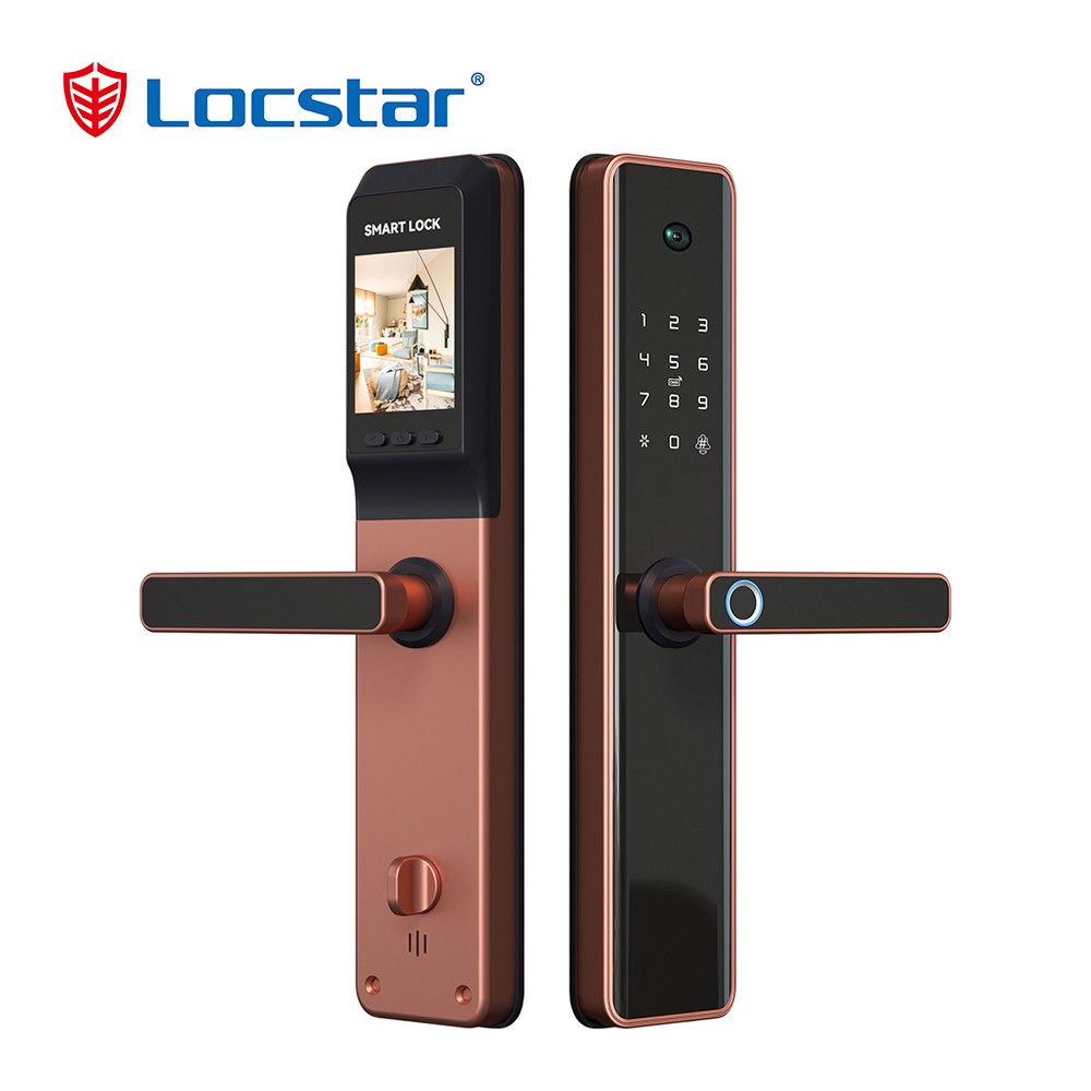 Locstar Cat Eye Remote Video Card Unlocked Home Connect Tuya Wifi App Fingerprint Gate Digital Smart Lock With Camera