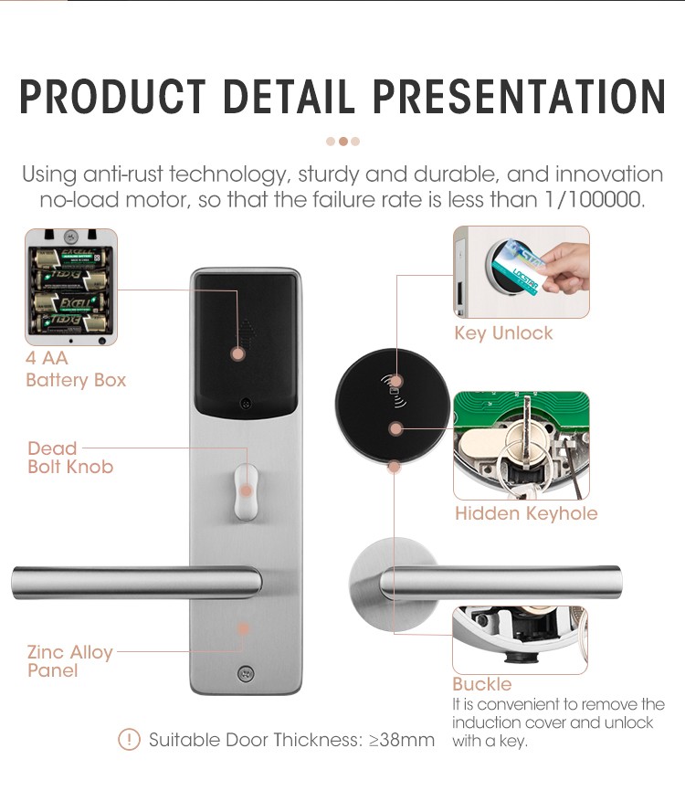 High Quality Management Hotel Lock System With Free Software Master Electric Smart Rf Rfid Key Security Card Door Hotel Lock