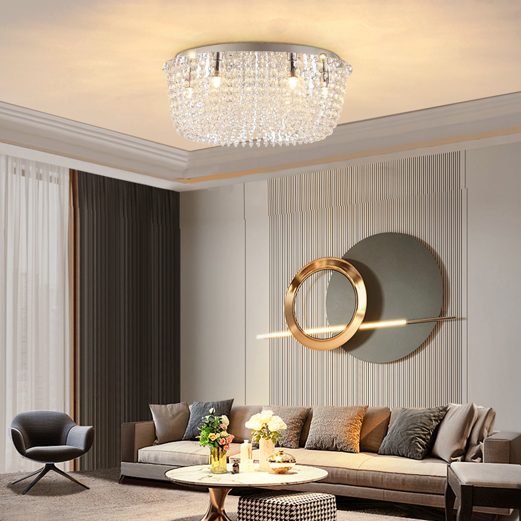 Fashion elegant restaurant light luxury modern led crystal chandelier lighting ceiling light design