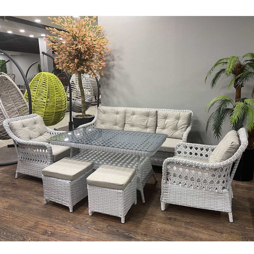 Veyron Day Bed Indoor and Outdoor Use Patio Wicker Rope Daybed Conversation Lounger with Canopy Garden Furniture Daybed Sofa