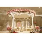 2020 5 Poles Lights Road Backdrop Walkway Stand Wedding Decoration Party Columns Wedding Pillar for Wedding Silver Gold Western