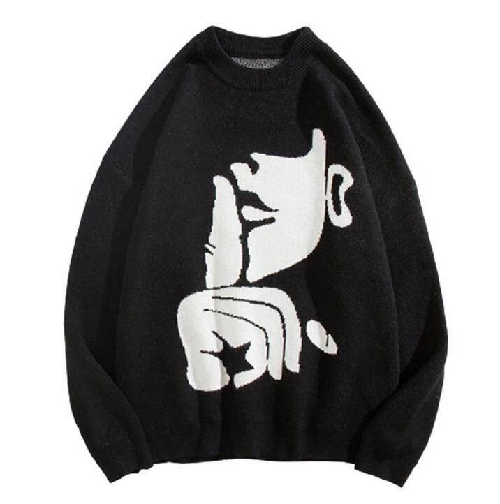 New best quality Men's Winter low collar Long Sleeve Cardigan Black wool sweater for man Loose cool pullover