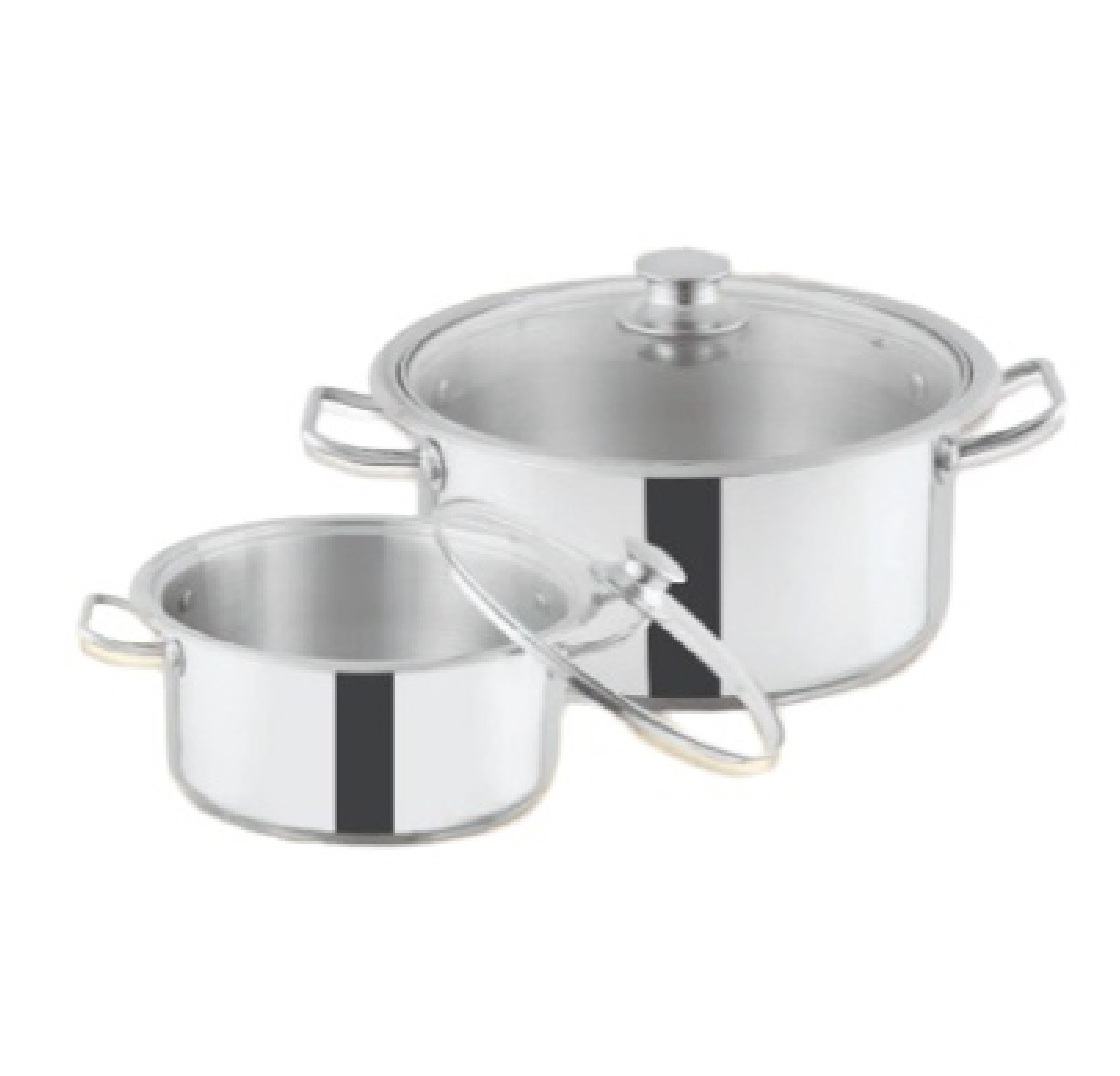 Mega Super Set With Glass Lid (5-6) stainless steel cookware set