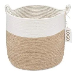 2023 new Woven Basket Blankets Toys Storage Basket Great Comforter Cushions Storage Bins Cotton Rope Baskets with Handles