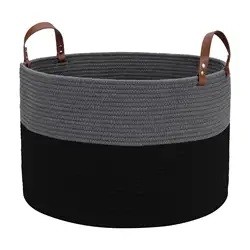 Handmade Woven Cotton rope reinforce Handle Handmade sewing home Decorative toy storage basket cotton yarn basket