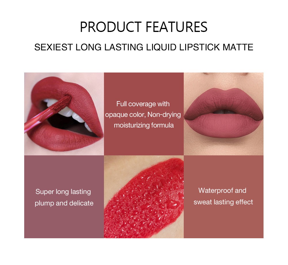 Matte Liquid Lipstick Set Waterproof Lip Makeup for Girls Women Multi Colors Lip Gloss Kit Moisturizing Long Lasting