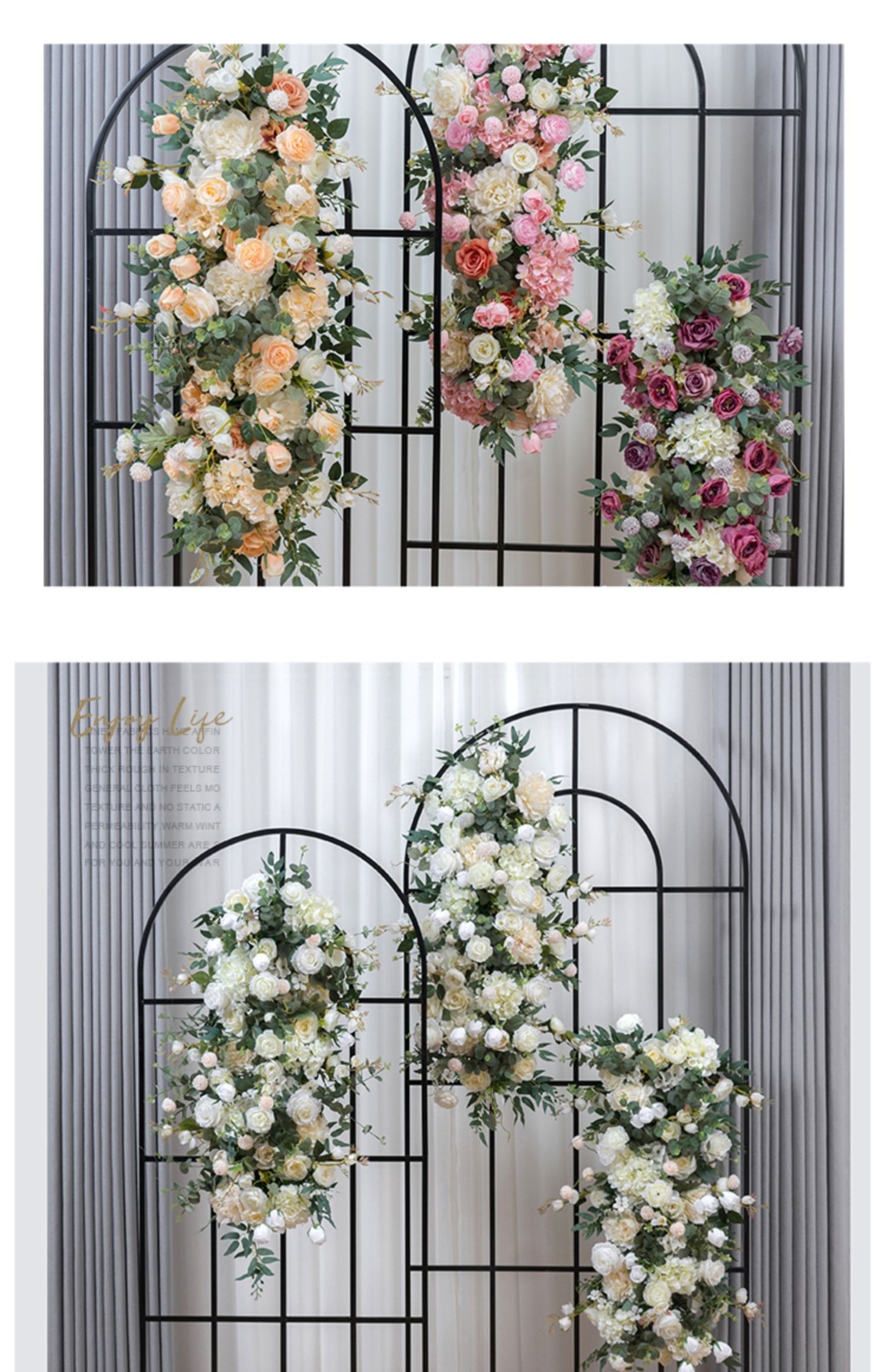 Hot sales Wedding Flower Row Arch Round Pavilion Silk Flower Wedding Background Stage Decoration Flower Row