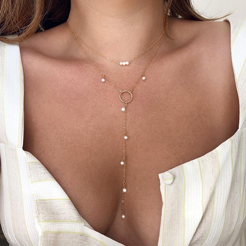 Women's Asymmetric Pearl Tassel Necklace Hot Selling Necklace Jewelry