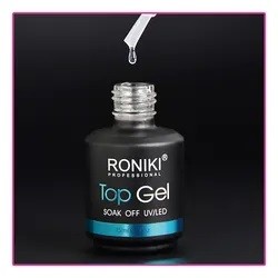 RONIKI resin odorless private label custom logo oem/odm bulk clear acrylic no wipe crystal uv gel top coats nail polish